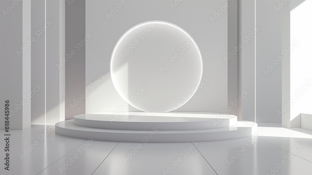White podium for product display in room with concrete wall White podium for product display in room with concrete wall