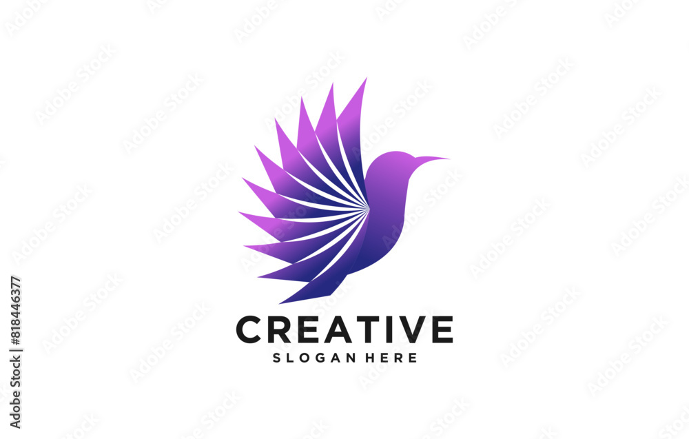 Fototapeta premium modern technology hummingbird logo design
