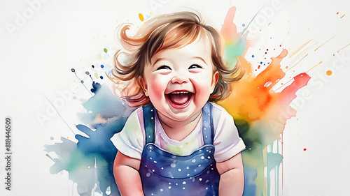 A Burst of Creativity  A Child Amidst a Colorful Explosion of Artistic Expression