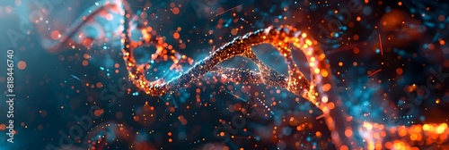 DNA Helix Illuminated by Neon Particles in a Cinematic Style