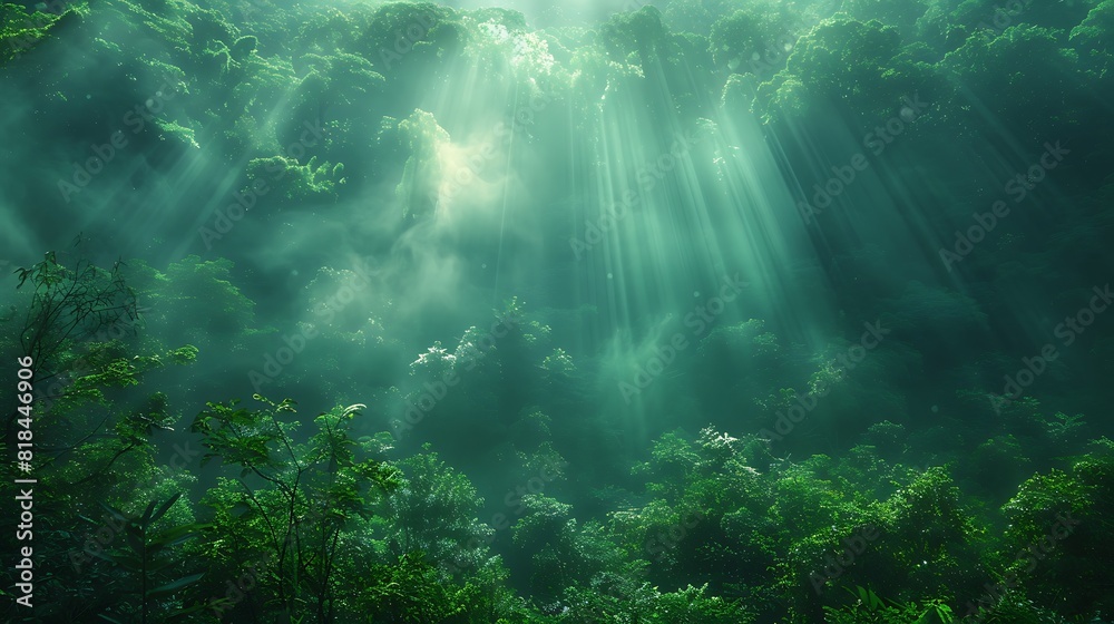 underwater scene with rays of light and rays
