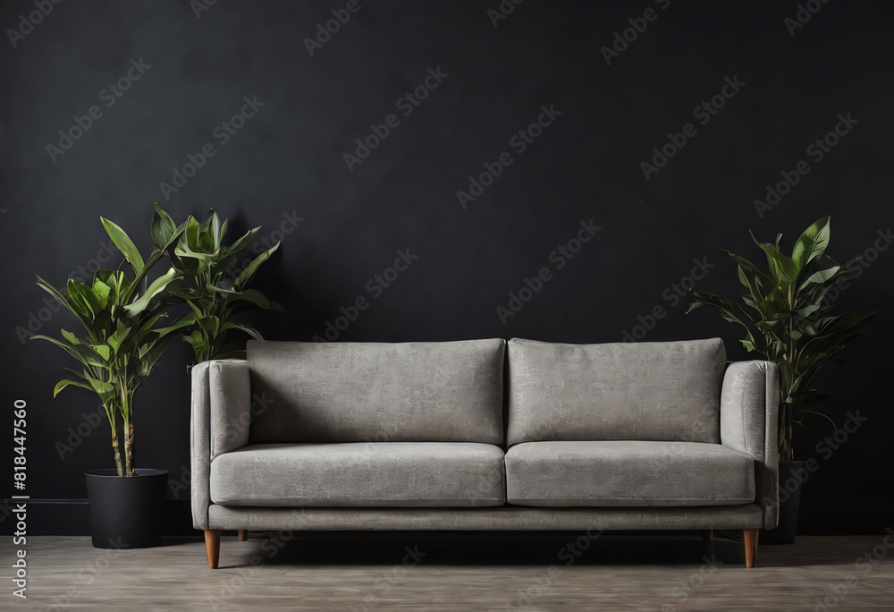 Fototapeta premium modem sofa interior on black background