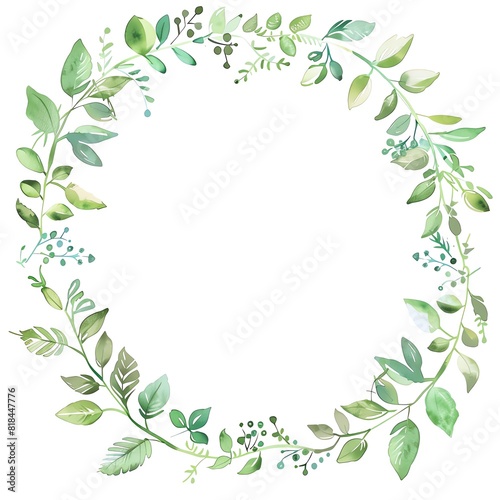 A beautiful watercolor wreath of green leaves and vines. Perfect for wedding invitations  cards  and other special occasions.