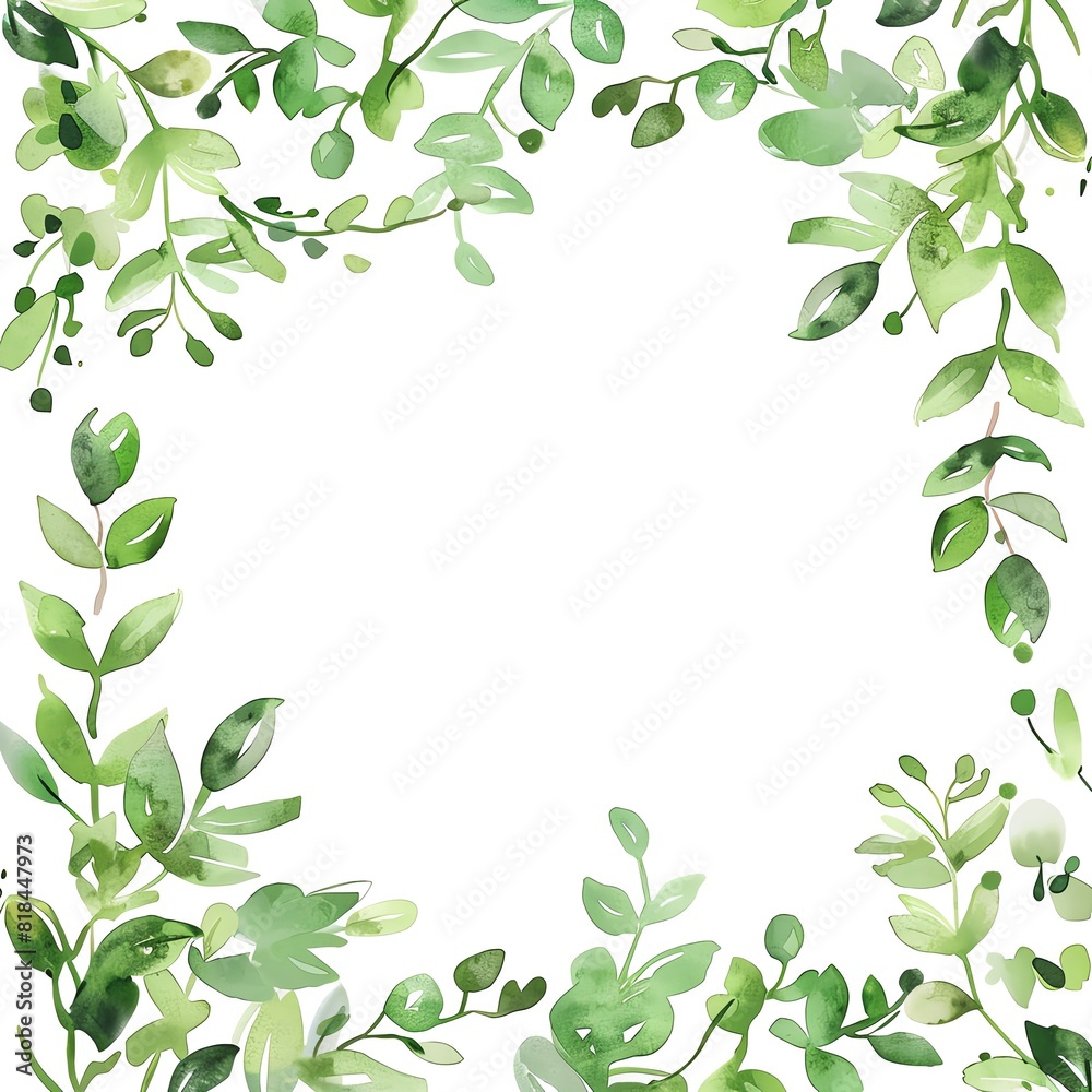 A beautiful watercolor painting of a variety of green leaves A beautiful watercolor painting of a variety of green leaves