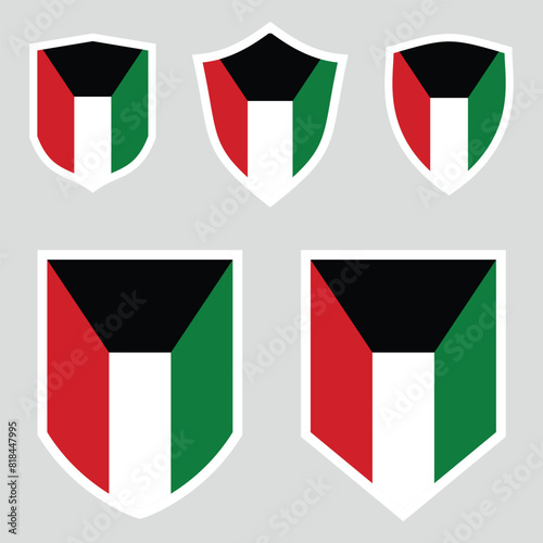 Free Download Set of Kuwait Flag in Shield Shape Frame - GFXLoad