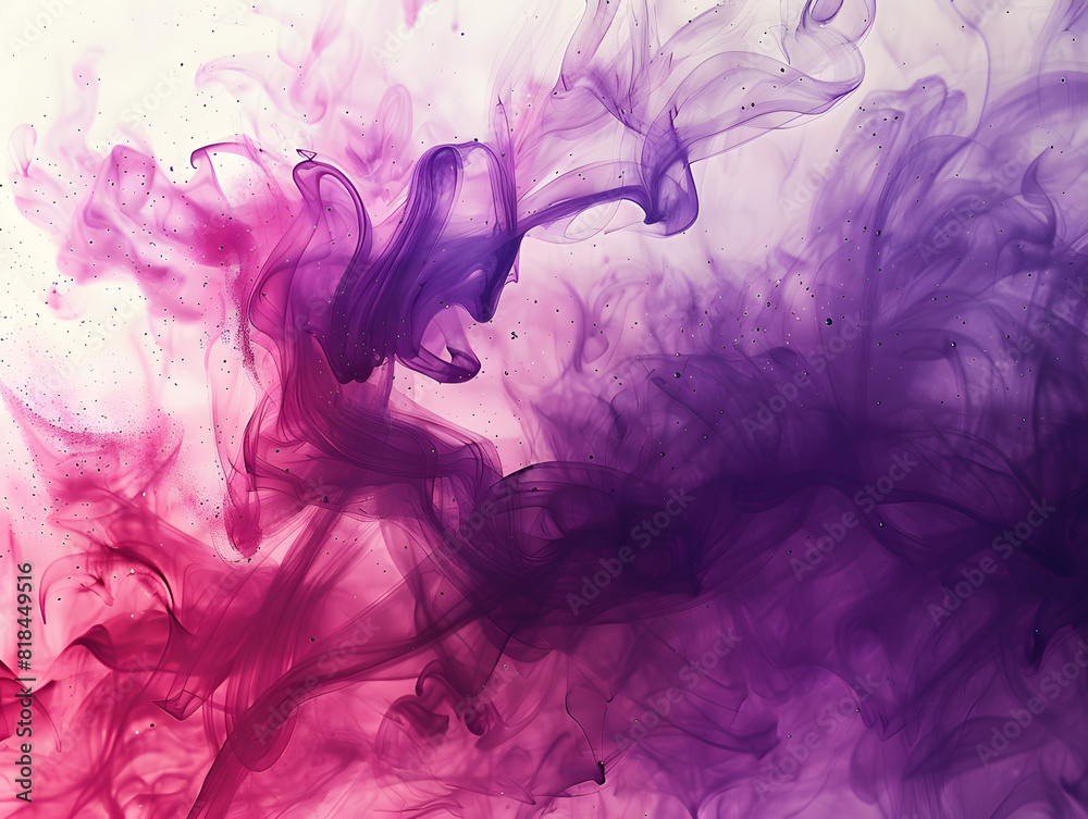 Fluid abstract art, Purple fluid ink painting background. Violet  alcohol ink texture. Transparent alcohol ink waves and swirls.