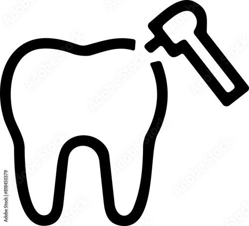 Dental Icon. Dentist, care, disease, teeth whitening, removal, broken, root canal, tooth filling and wisdom teeth. Vector illustration photo