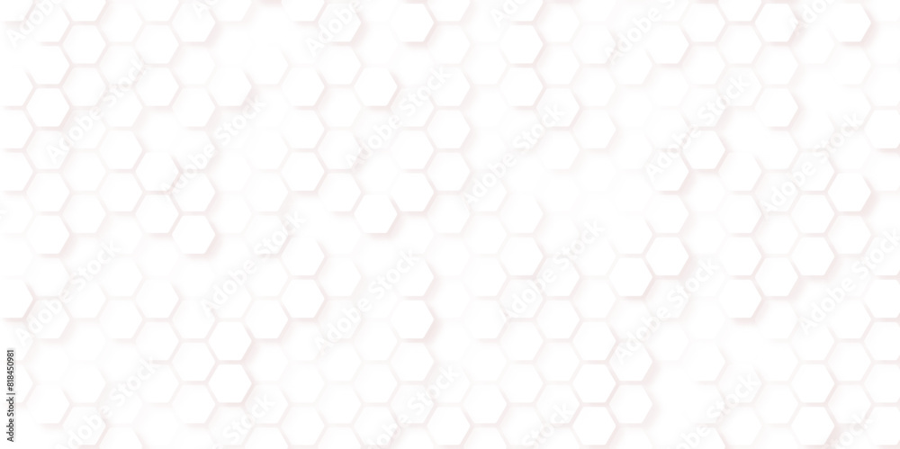  Grid seamless pattern. Hexagonal cell texture. Honeycomb on white, Seamless texture. Isometric geometry. 3D illustration