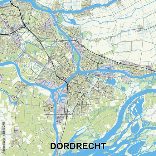Dordrecht, Netherlands map poster art