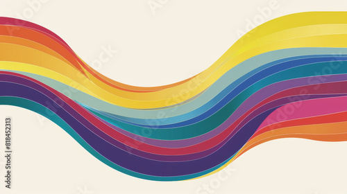 Simple banner with a minimalist rainbow wave graphic