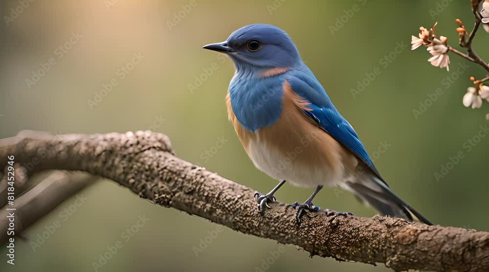 Blue bird hanging on the tree branch Blue bird hanging on the tree branch