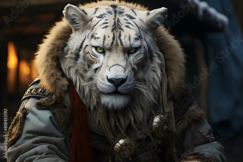 Snow Leopard wearing viking armor © Dicky