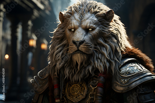 Lion wearing Viking armor