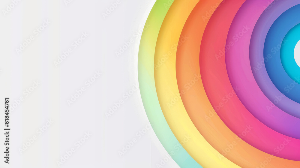 Obraz premium White background with a subtle rainbow circle icon in the corner