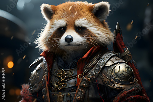 Red Panda wearing Viking armor photo