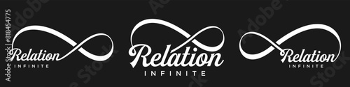 relation Infinity logo design, wordmark relation with Infinity icon combination, vector illustration photo