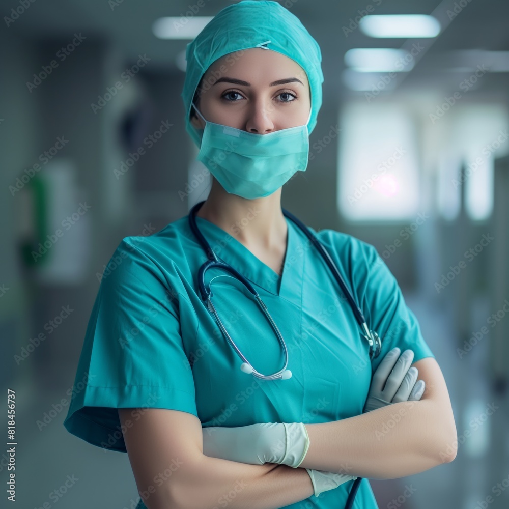 a woman doctor dantist in hospital in workwear a woman doctor dantist in hospital in workwear