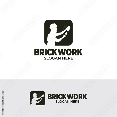 Silhouette of brick work logo design inspiration