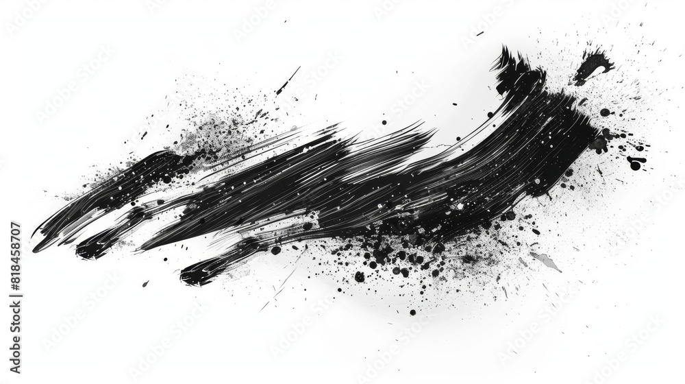 abstract black ink splash with grunge brush strokes on white japanese style illustration abstract black ink splash with grunge brush strokes on white japanese style illustration