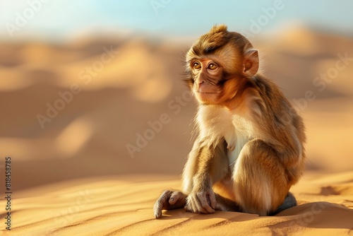 a cute monkey in the desert