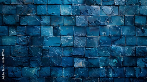 Blue brick wall background  texture of blue bricks  blue wall background  blue decorative elements  decorative elements on the wall  wall background with blue blocks. 
