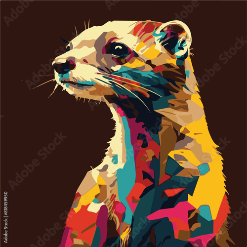 WEASEL WITH A UNIQUE AND COOL WPAP AND POP ART STYLE AND AI-GENERATED VECTOR FILES - VERY SUITABLE FOR YOUR USE FOR YOUR NEEDS