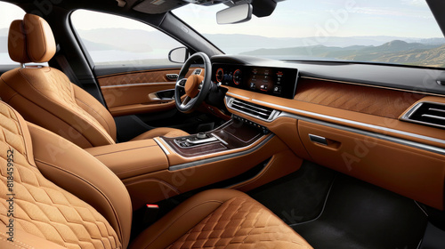 Automotive luxury with a modern car interior that offers both style and comfort in abundance, inviting you to relax and enjoy the journey in unparalleled elegance.