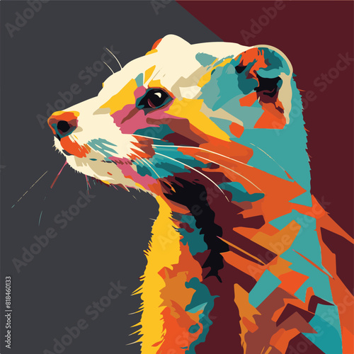WEASEL WITH A UNIQUE AND COOL WPAP AND POP ART STYLE AND AI-GENERATED VECTOR FILES - VERY SUITABLE FOR YOUR USE FOR YOUR NEEDS