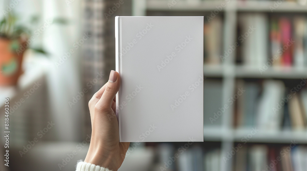 a woman's hand is holding a blank white book, Ai Generated Images a woman's hand is holding a blank white book, Ai Generated Images