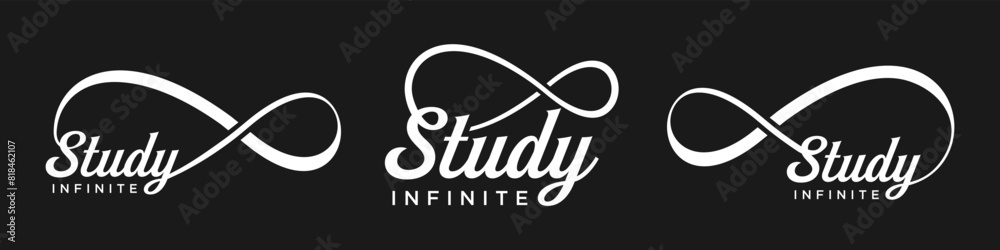 study Infinity logo design, wordmark study with Infinity icon combination, vector illustration study Infinity logo design, wordmark study with Infinity icon combination, vector illustration