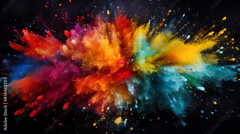 Abstract Background, Color Explosion with Paint Splatter Abstract Background, Color Explosion with Paint Splatter