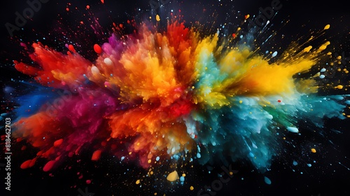 Abstract Background  Color Explosion with Paint Splatter