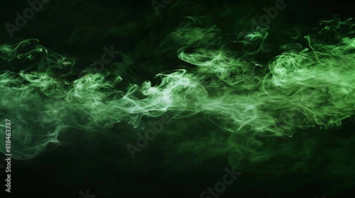 ethereal green smoke plumes rising in darkness captivating background for special effects abstract photos photo