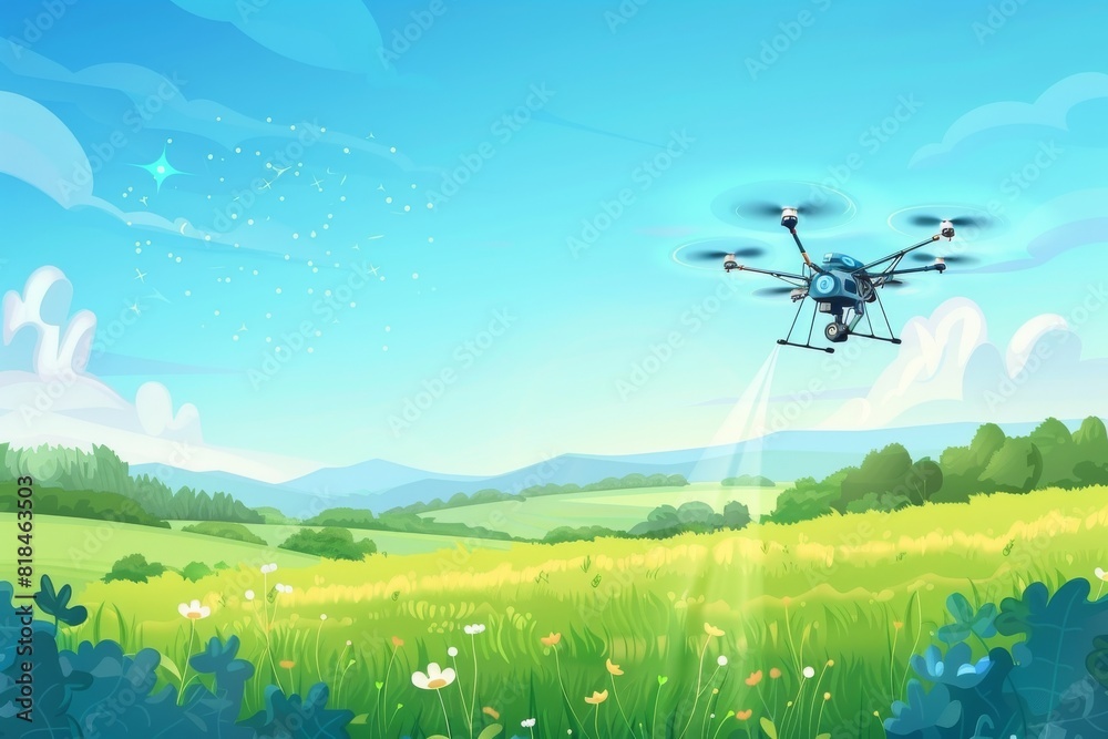 Obraz premium Farming technology employs drones for precision agriculture, optimizing crop monitoring and enhancing agricultural efficiency