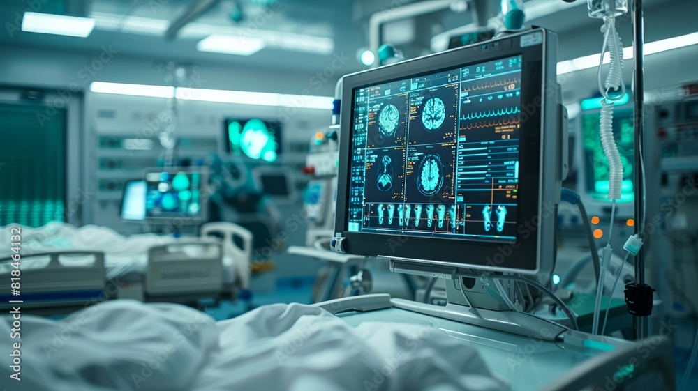 Detailed views of medical imagery on monitor in hospital setting Detailed views of medical imagery on monitor in hospital setting