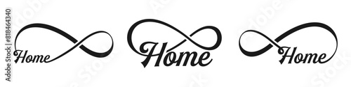 home Infinity logo design, wordmark home with Infinity icon combination, vector illustration