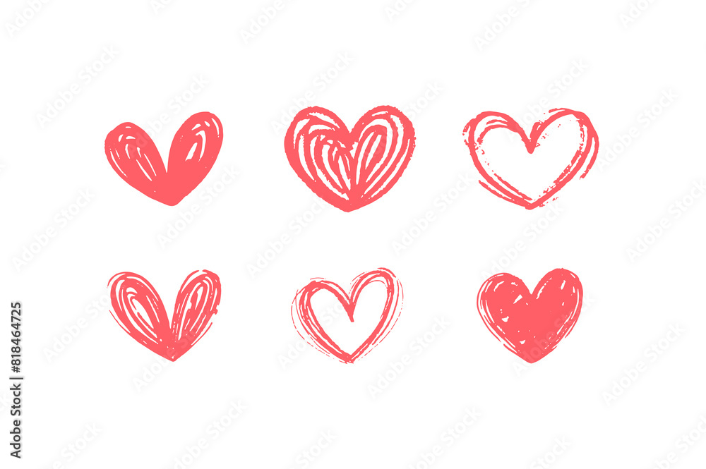Valentine Heart Hand Drawn Love Heart Doodle Heart Love Scribble Love Heart Cute and Brush Heart Background  Hearts Set 