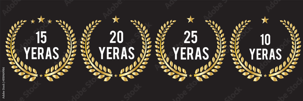 Obraz premium 10, 15, 20, 25 years anniversary design vector illustration logo icon template
