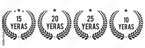 10, 15, 20, 25 years anniversary design vector illustration logo icon template