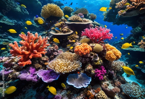 illustration  vibrant coral underwater marine life  reefs  creatures  ocean  biodiversity  scuba  diving  colorful  fish  aquatic  environment  tropical  waters