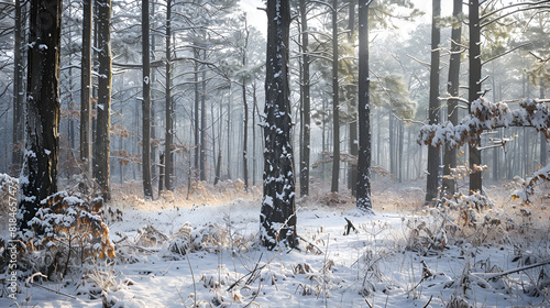 USA, New Jersey, Pine Barrens National Preserve. Winter landscape. photo