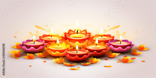 Diwali lighting candle plate filled and looking so amazing on white background