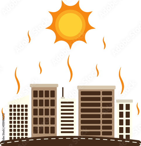 Heatwave causes unbearable temperature rise, natural disaster warning sign illustration
