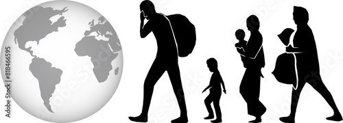 Refugee silhouette vectors and illustrations for world refugee day.