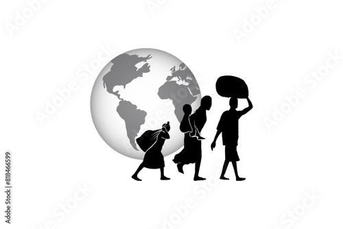 Refugee silhouette vectors and illustrations for world refugee day.