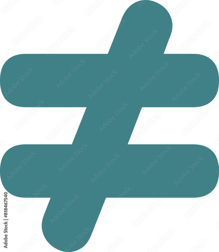 Obraz premium Cute Math Symbol of Not Equal Sign =, Mathematics Subject Education