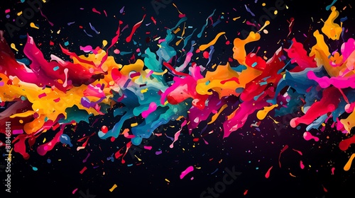 Abstract Background, Color Explosion with Paint Splatter