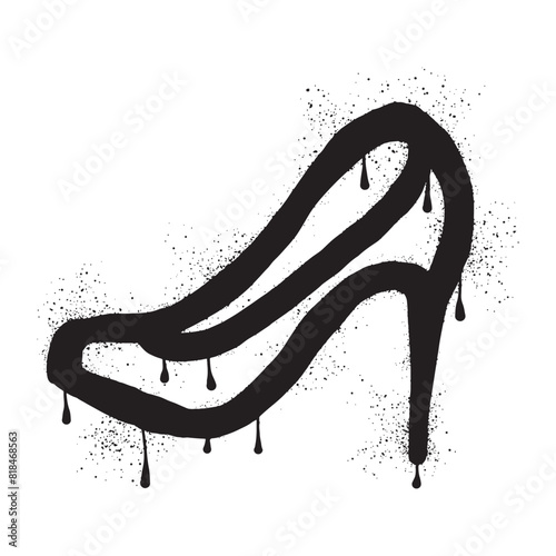High heels with black spray paint graffiti