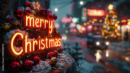 Merry Christmas Neon Sign Illumination for Festive Celebrations