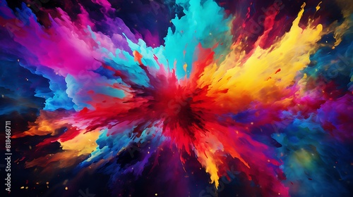 Wallpaper Mural Abstract Background, Color Explosion with Paint Splatter Torontodigital.ca